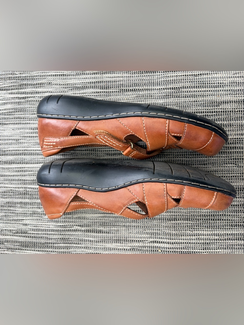 Clarks Bendables Brown Leather Flats Loafers 7 M Boho Mary Jane Comfort Shoe - Picture 6 of 10